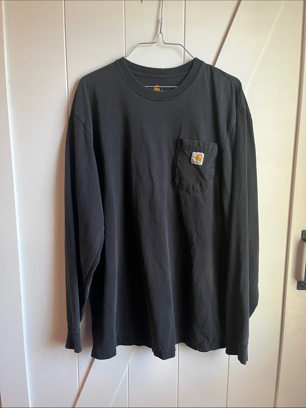 Carhartt Black Long Sleeve Pocket Tee with Logo Patch